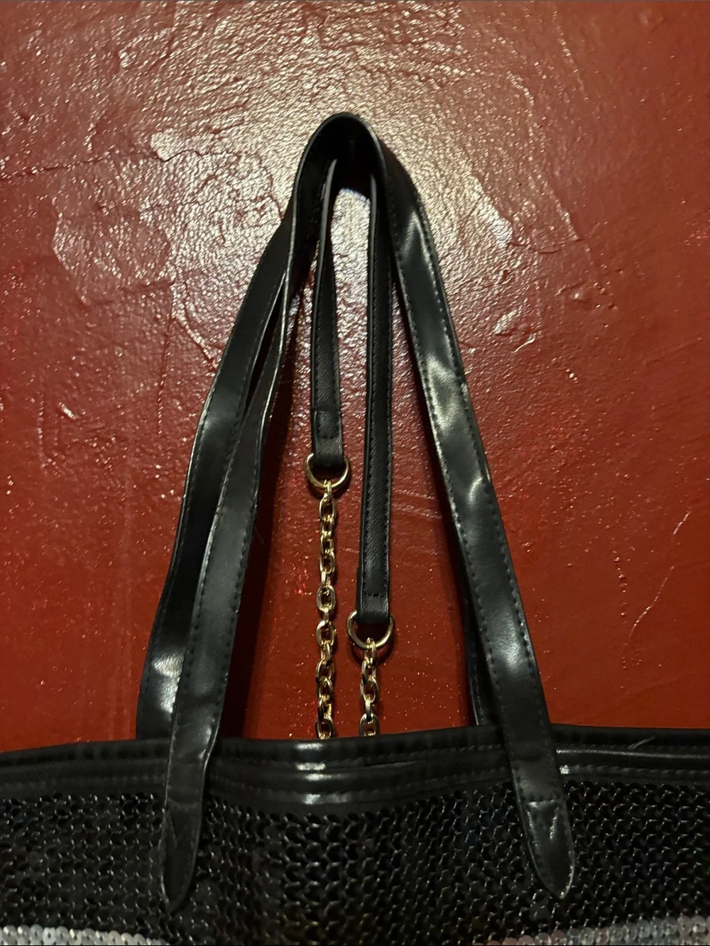 Victoria's Secret Black Tote with Multicolor Sequin Stripes